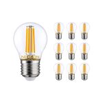 Multipack 10x Noxion Lucent LED E27 Ball Filament Clear 4.5W 470lm - 927 Extra Warm White | Best Colour Rendering - Replaces 40W
